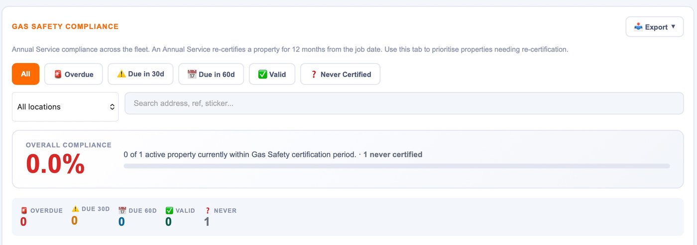 Gas Safety compliance tracker